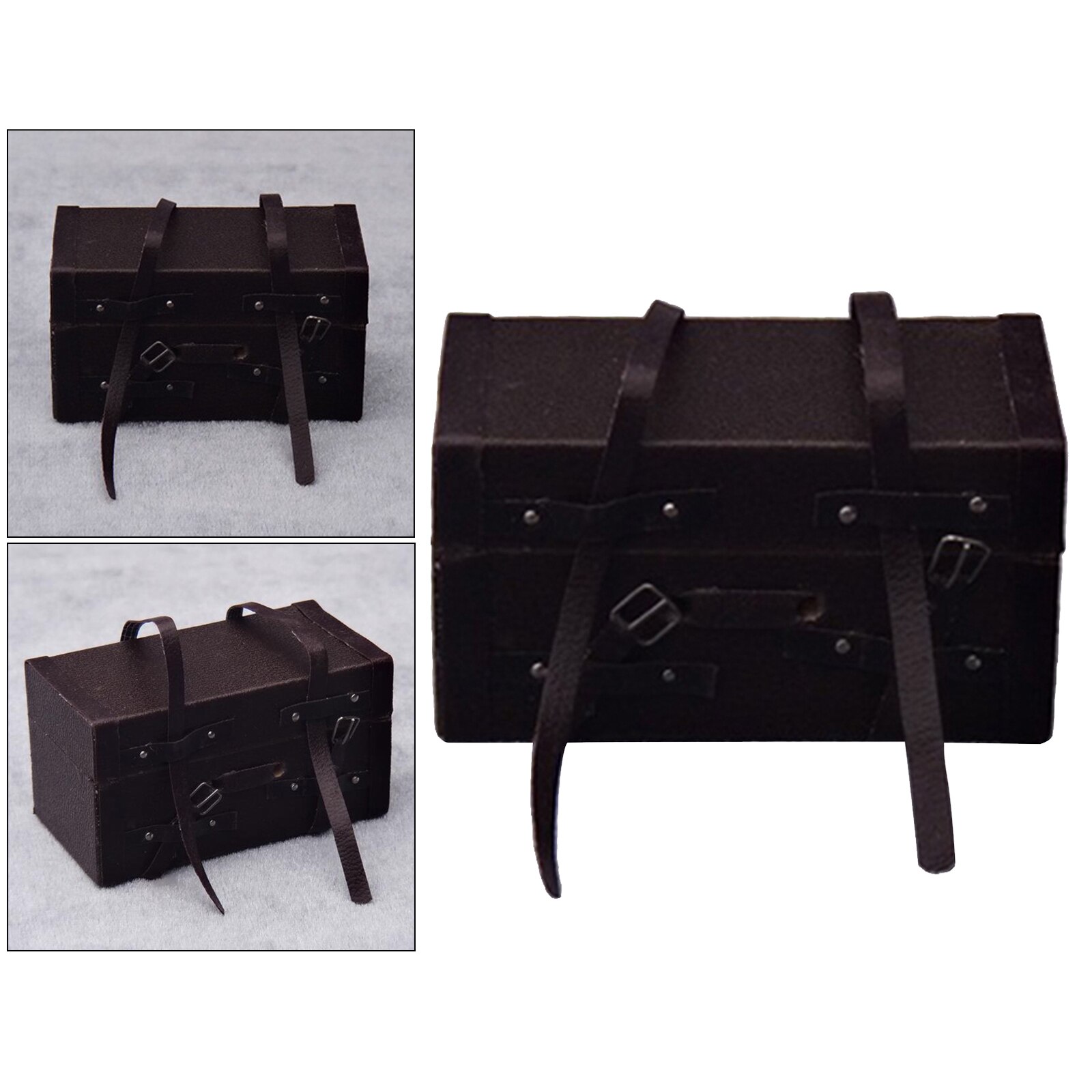 1:12 Scale Dolls House Handmade Vintage Old Classic Leather Wooden Miniature Suitcase Luggage Carry Case Treasure Chest