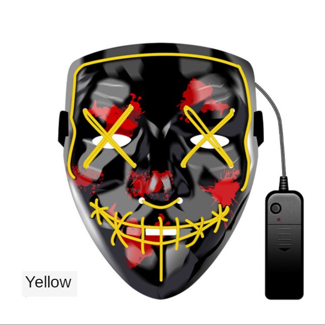 Masque brillant barre de bal Halloween fête EVA masque fente bouche danse étape lumière froide masque drôle masque la nuit: yellow