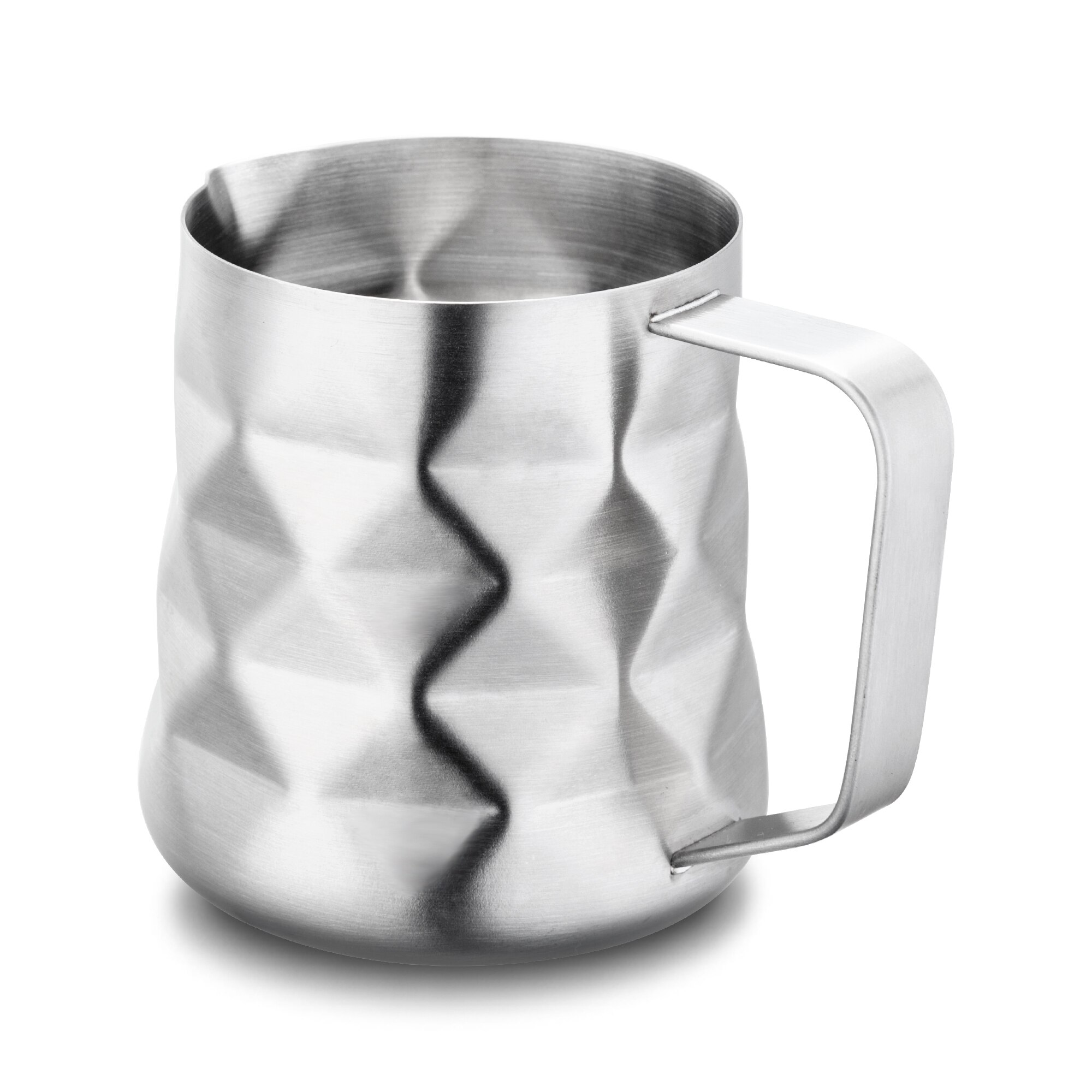 Roestvrijstalen prismatische melkopschuimkan, melkkan, espresso koffie, barista, ambachtelijke latte, cappuccino, roombekermaker