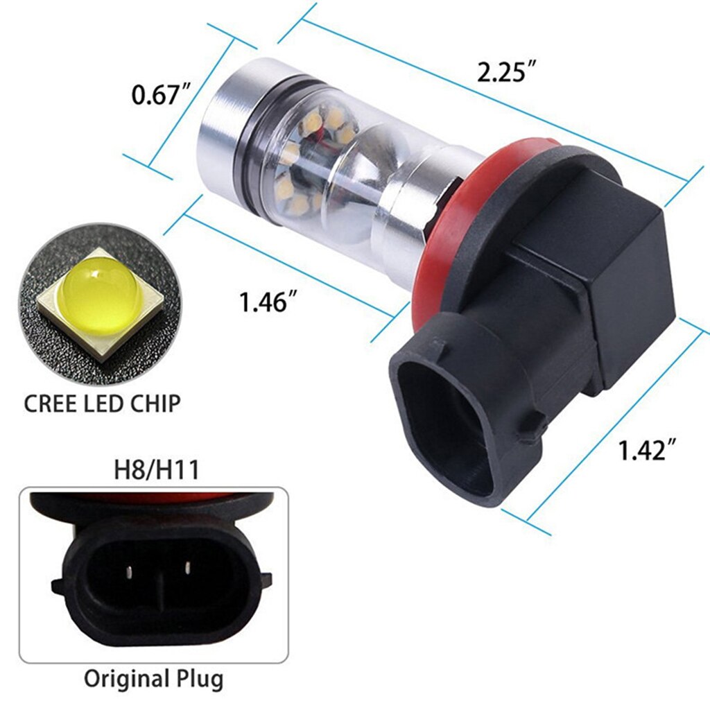 1 paar H11 20LED 100W hoch Energie Projektor Nebel Fahr Licht Lampen-Weiß