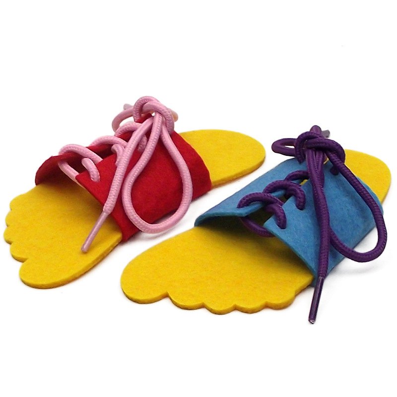 Goedkope Vilt DIY Slippers Voor Kinderen Leren Tie Schoenen Kleuterschool Leren Tie Touw Gereedschap non-woven Vilt Craft 2 stks/set