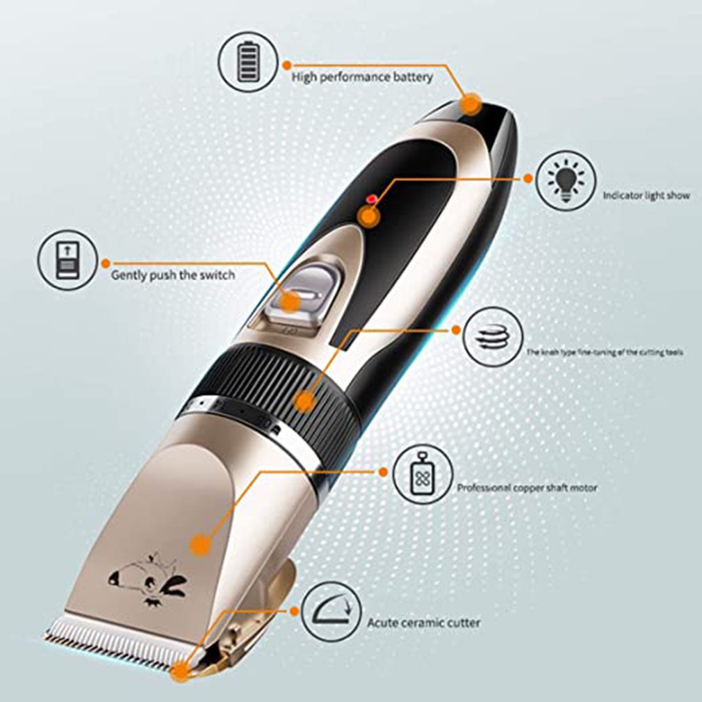 Elektrische tondeuse voor huisdieren, verzorgingsset, oplaadbare tondeuse voor huisdieren, katten en honden, scheerapparaat, tondeuse voor dieren