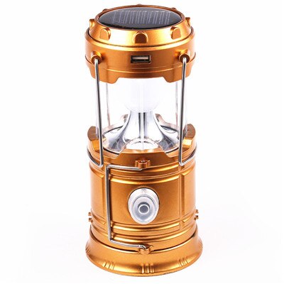 Solar Lamp lantern Portable Solar Energy Outdoor Light Led Lighting Solar Panel Camp Tent Fishing Lamp: Gold / EU Plug