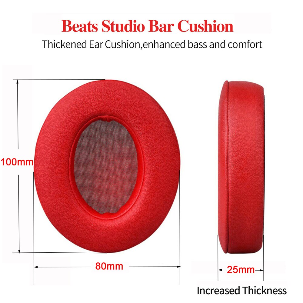 1 Paar Vervangende Oorkussens Voor Beats Studio 2 3 Bedrade Draadloze Hoofdtelefoon Ultra-Zachte Spons Kussen Mode Oordopjes cover Zwart