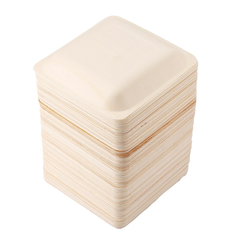 150 stuks wegwerp vierkante houten borden draagbaar servies voor verjaardagsfeestjes bruiloften restaurant picknick barbecue 140 x 140mm