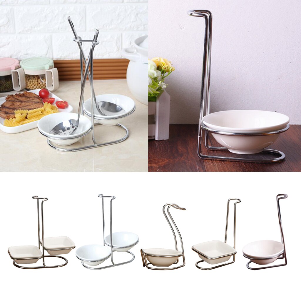 Stainless Steel Spoon Rest Holder Long Handle Vertical Saving Soup Ladles Holders Ladle Rest Soup Ladle Holder
