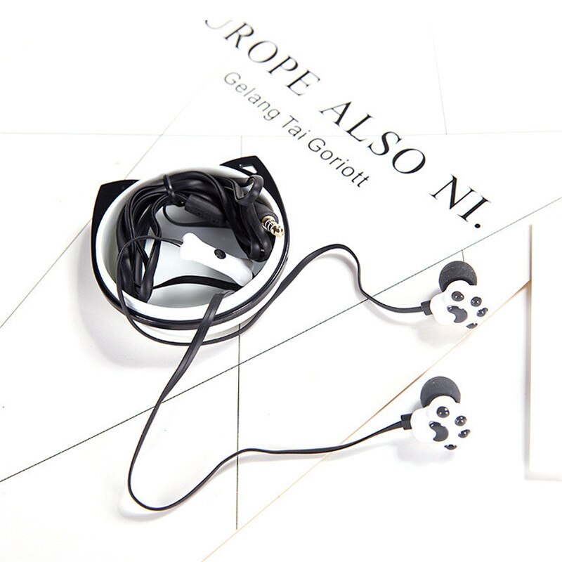 Cute Cat Claw Earphones 3.5mm Stereo in-ear Earbuds with Microphone for iPhone Samsung Xiaomi Girls Kids Child Student