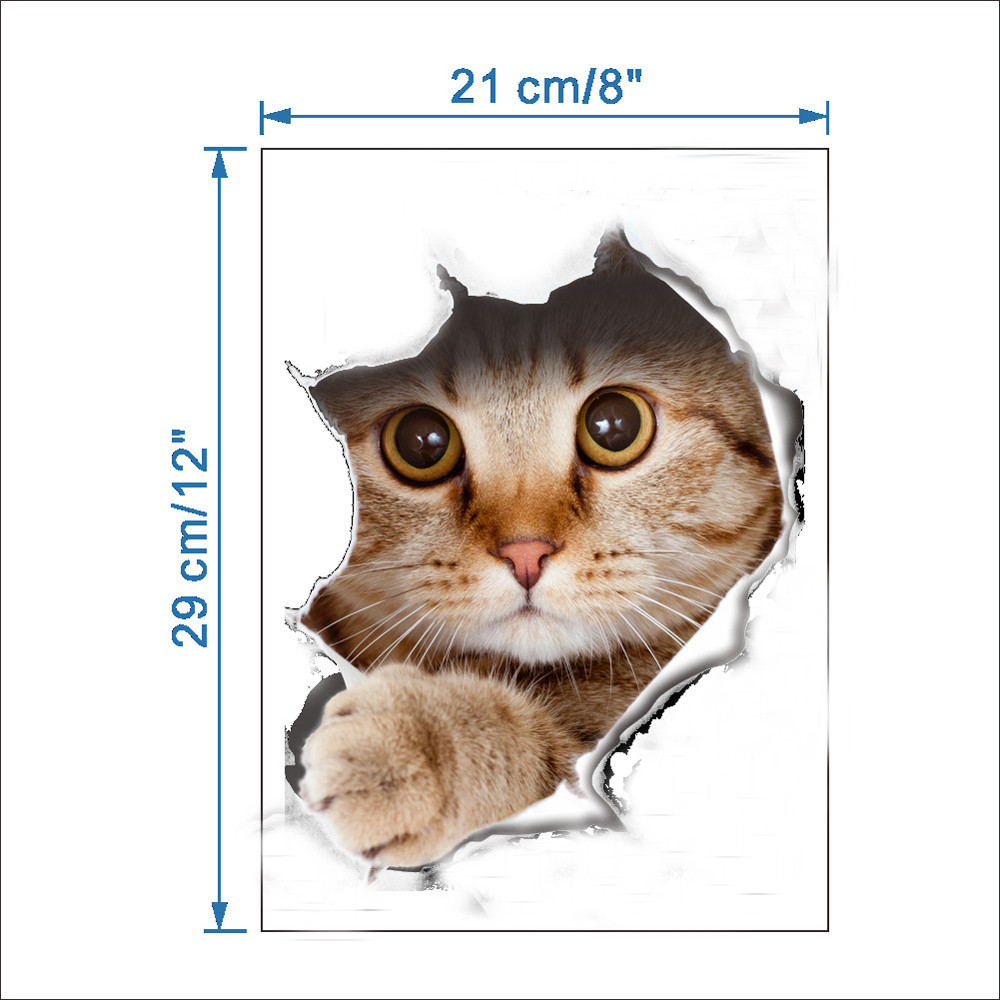 3D Leuke Katten Stickers voor Koelkast PVC Muurstickers Venster Badkamer op De Wc-bril Decor Decals Badkamer Accessoires