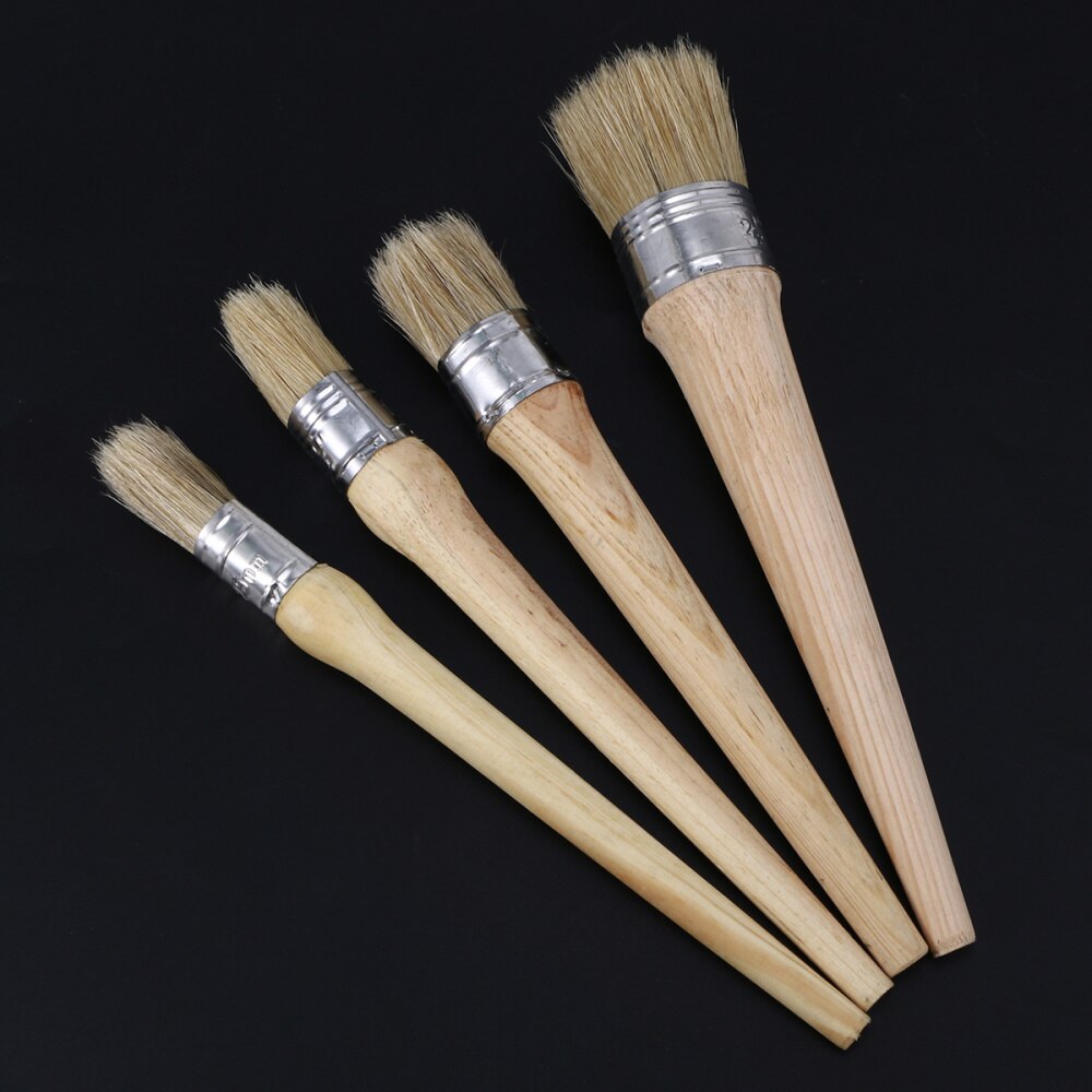 1pc maling voksbørste maling voksbørste træ håndtag børste, blød voksbørste til møbler stencils folkart