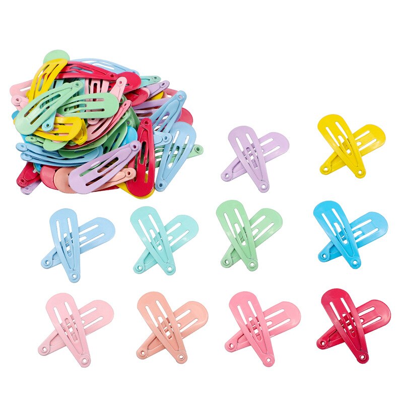 50 Pcs Mix-Kleur 3Cm Baby Meisjes Snap Haar Clips Geen Slip Metalen Haar Haarspeldjes Haarspelden Kids haar Accessorie