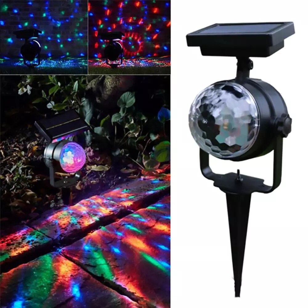Solar Projector Power LED Projection Light Rotary Spotlight Moving Lawn Lamp For Outdoor Garden Yard Waterproof Lighting