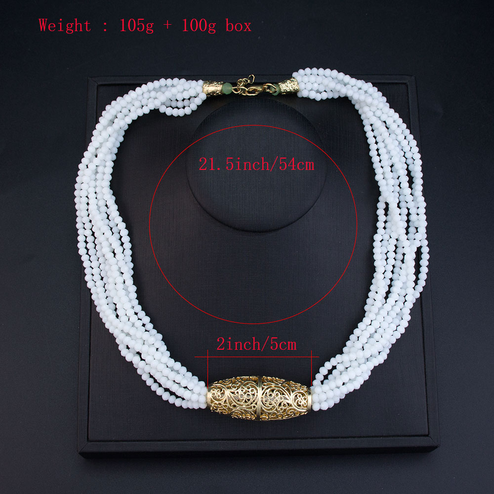 Sunspicems arabischer brautschmuck, kristallperlen-choker-halskette für damen, hochzeitsschmuck, goldfarben, marokkanisches design