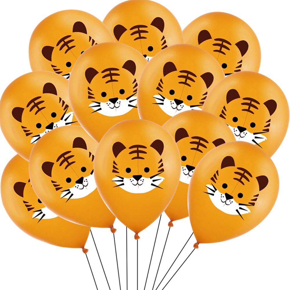10Pcs Bos Dier Ballon Jungle Safari Verjaardagsfeestje Decoratie Cartoon Leeuw Tijger Ballonnen Voor Kinderen Party Diy Supplies: 10pcs tiger