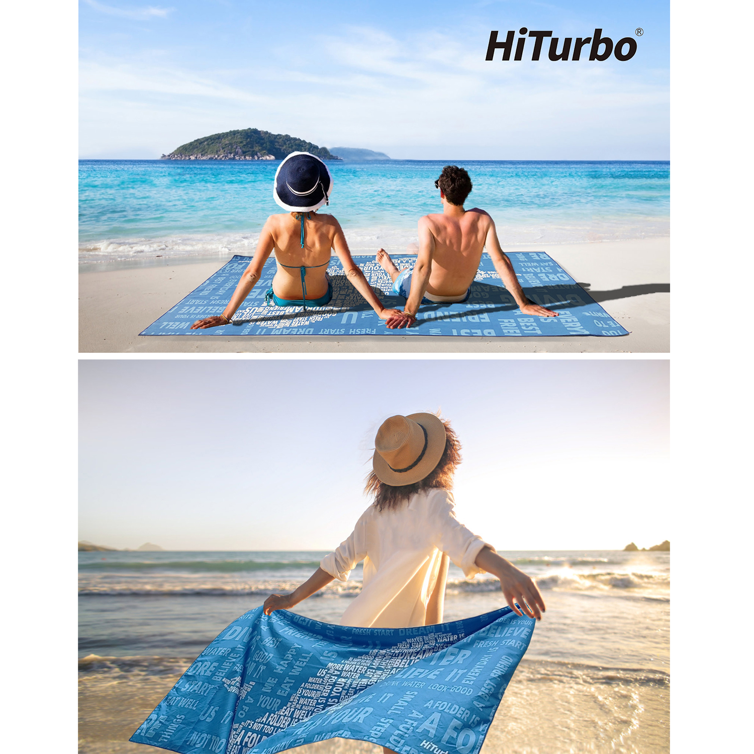 Hiturbo mikrofaser-strandtuch mit meeresmotiven, saugfähig, schnelltrocknend, weich, Ideal für Yoga, schwimmen, Erholungsorte und bergsteigen