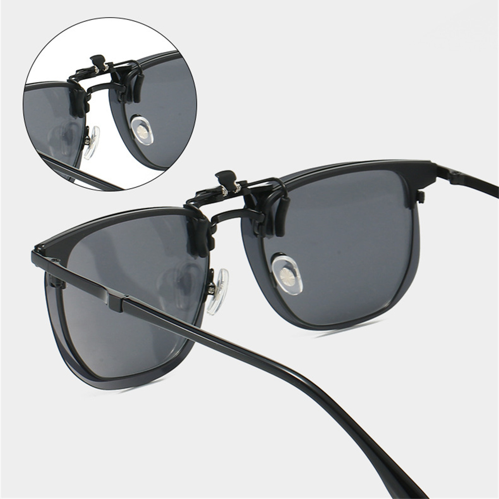 VIVIBEE Flip Up Clip On Sunglasses Polarized Men Square UV400 Photochromic Night Vision Women Classic Mirror Clips