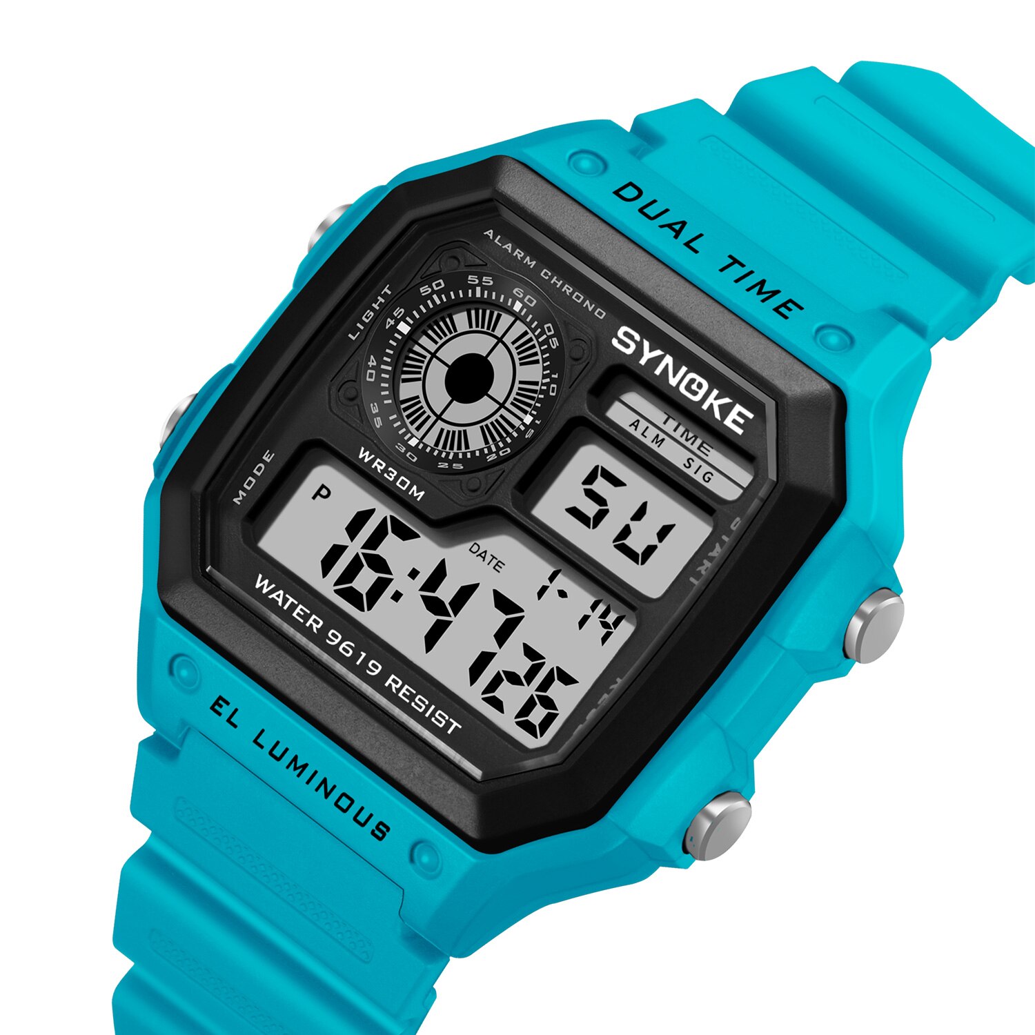Synoke Mannen Sport Digitale Horloges Ultra-Dunne Led Waterdicht Chronograaf Repeater Relogio Masculino Mannelijke Elektronische Horloges: Blue