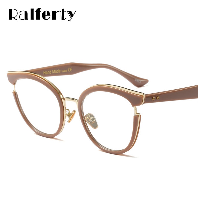 Ralferty Ladies Cat Eye Glasses Vintage Black Optical Eyeglasses Frames Women Eyewear Frame oculos de grau gafas F97551