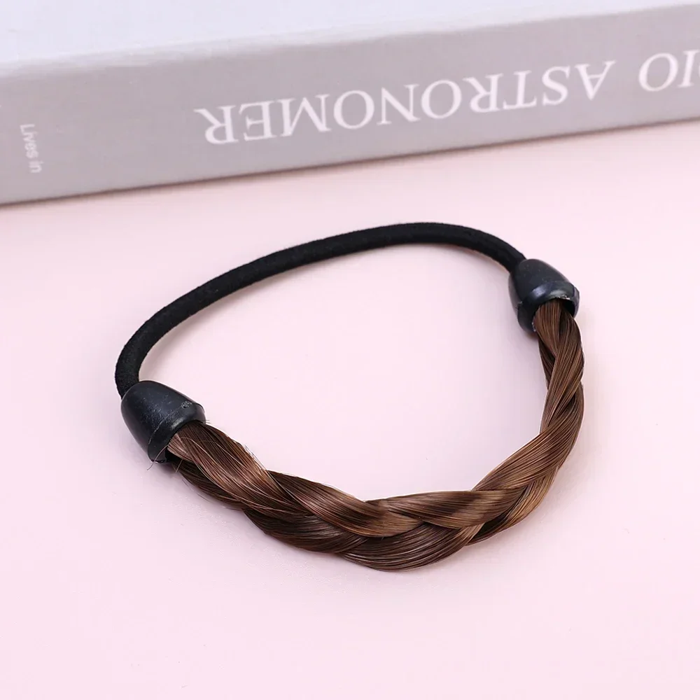 Rubber Band Made of Hair Rope Simulation Wig Head Rope Wig Hair Ring Straight HairTie Ponytail Elastic Hair Accessories: army green