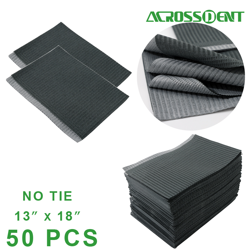 Babero Dental, servilleta de dentista, delantal impermeable desechable, almohadillas limpias para tatuajes de belleza, hojas de odontología, cubierta protectora, 50 unidades: Negro