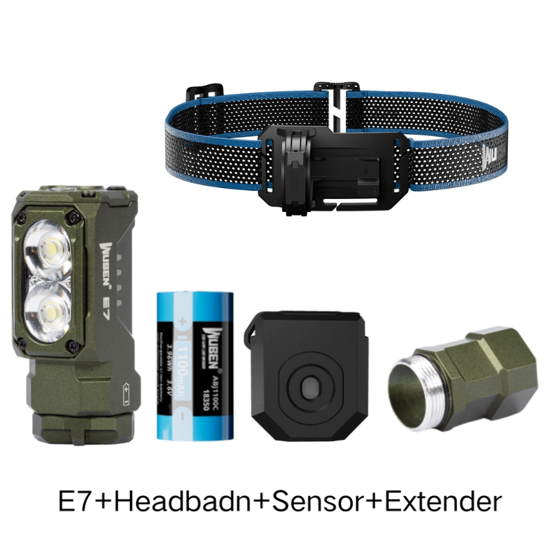 Wuben  e7 bedste genopladelige pandelampe 1800 lumen inklusive et 26650 batterier - grøn: Rgb