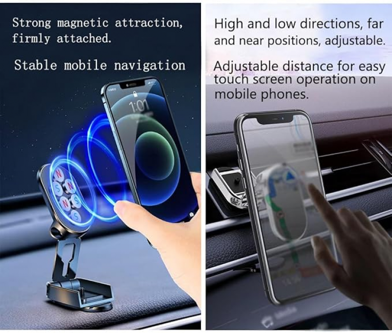 Magnetic Car Phone Holder 360 Rotating Phone Holder Stand Foldable Magnet Smartphone Support Mount Multifunctional Phone Holder