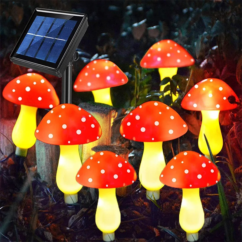 Piquets de champignons solaires lumières lampes agariques extérieures 8 Modes d'éclairage mariage cour Patio champ de neige pelouse décoration de rue: green