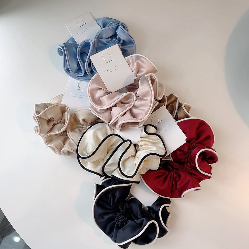 Coleteros grandes Satain de doble tela de seda satinada de estilo coreano, accesorios para el cabello para mujeres, bandas elásticas de alta gama para niñas