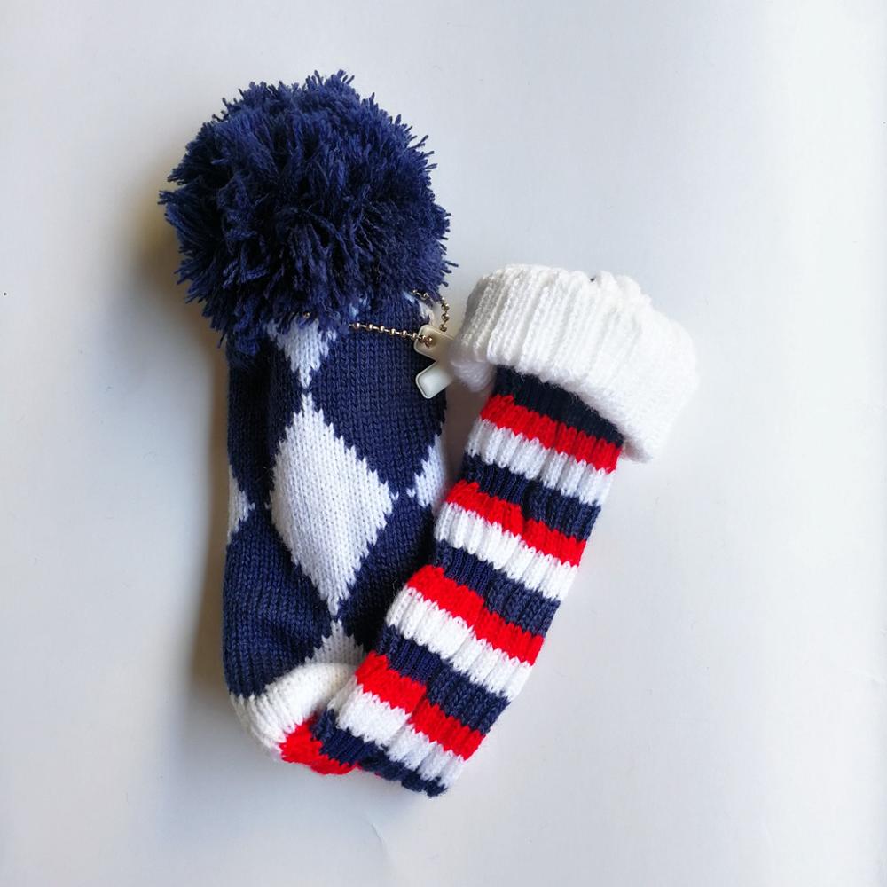 Funda clásica con pompón para la cabeza, para palos de Golf de punto de lana, cubierta para la cabeza híbrida con etiqueta X, 1 ud.: White