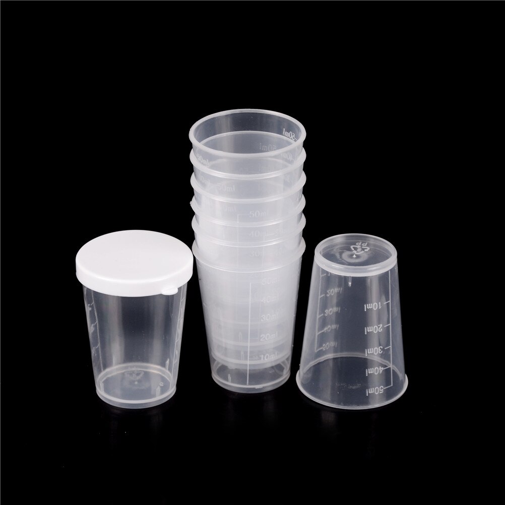 Lote de 10 unidades de tazas de plástico transparente para medir líquidos, 20 ml/30ml/50ml, para laboratorio