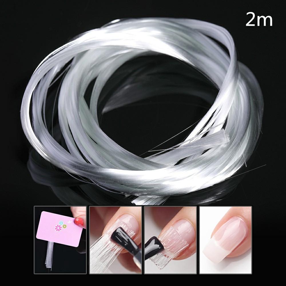 1 M/1.5 M/2 M Nail Extension Fiber Gebouw Witte Acryl Glasvezel Nail Tips Quick Extension Met schraper Nail Art Gereedschap: 2m