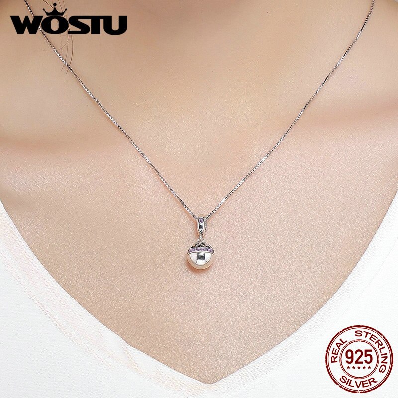 WOSTU Original 925 Sterling Silver Love Box Pink CZ Charm Pendants Fit Charm Bracelet Necklace Jewelry Making CQC689