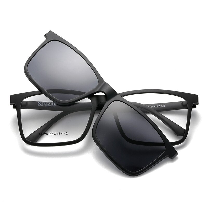 Gafas para miopía con montura para hombre y mujer, lentes de sol polarizadas de absorción magnética con espejo de manga con 5 Clip, cuadradas y grandes