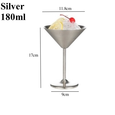 180ml Stainless Steel Wine Glass Cocktail Goblet Red Wine Martini Metal Wine Glass Champagne Cup For Bar Restaurant: black