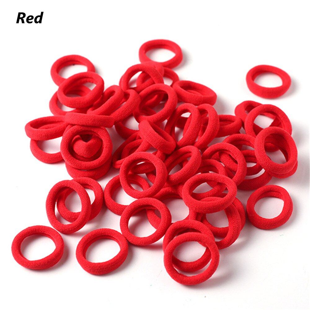 50pcs No-damage Hair Ropes Mini Elastic Rubber Hair Bands for Women Seamless Hair Ties Ponytail Holders Hair Accessories: Red