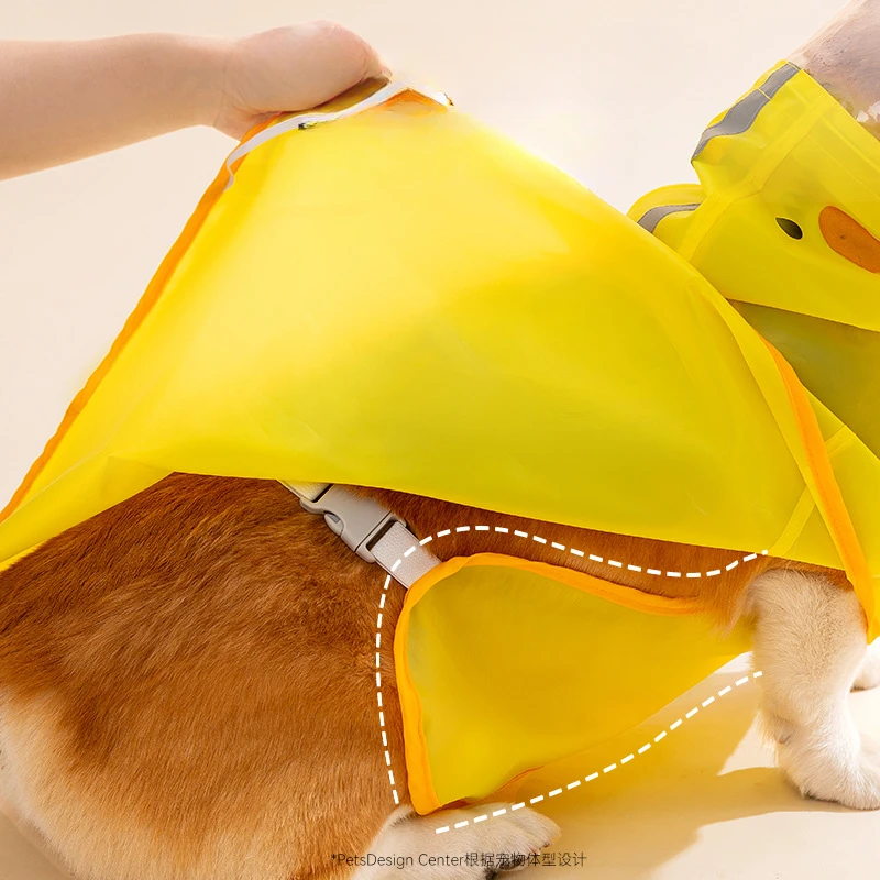 Ropa impermeable con forma de pato para perros y mascotas, impermeable para cachorros y mascotas, chaqueta impermeable con capucha, ropa suave de PVC para perros pequeños, Poncho de lluvia para cachorros