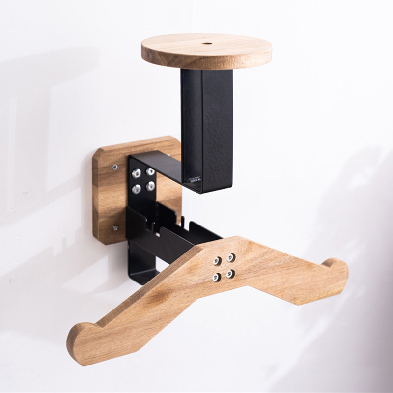 Soporte de pared para casco de motocicleta, colgador de exhibición de casco de bicicleta de madera con ganchos, todo en uno