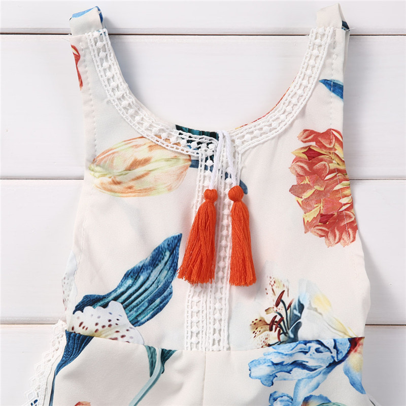 mameluco bebé floral verano Cute Sunsuits suelta pierna espalda descubierta monos sin mangas de algodón Backless trajes