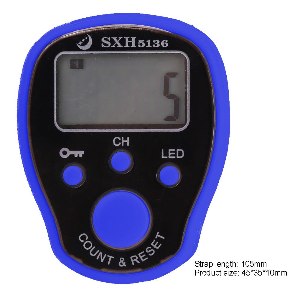 Compteur de doigt électronique LCD numérique LED anneau de main compteur lumineux de nuit cinq canaux avec compteur de fonction de verrouillage: Dark Blue
