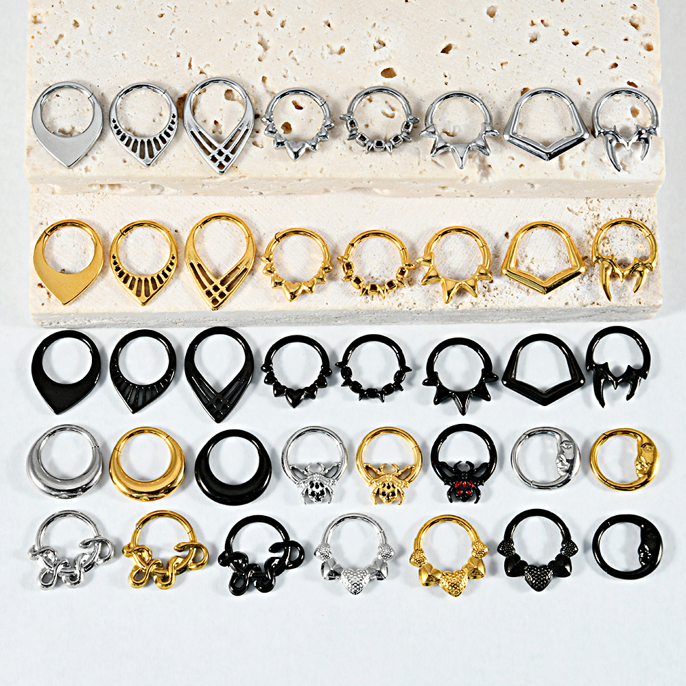 1/3 stk. sæt måne vanddråbe slange septum piercing clicker blomst næseringe 16g segment brusk daith hoop øreringe smykker