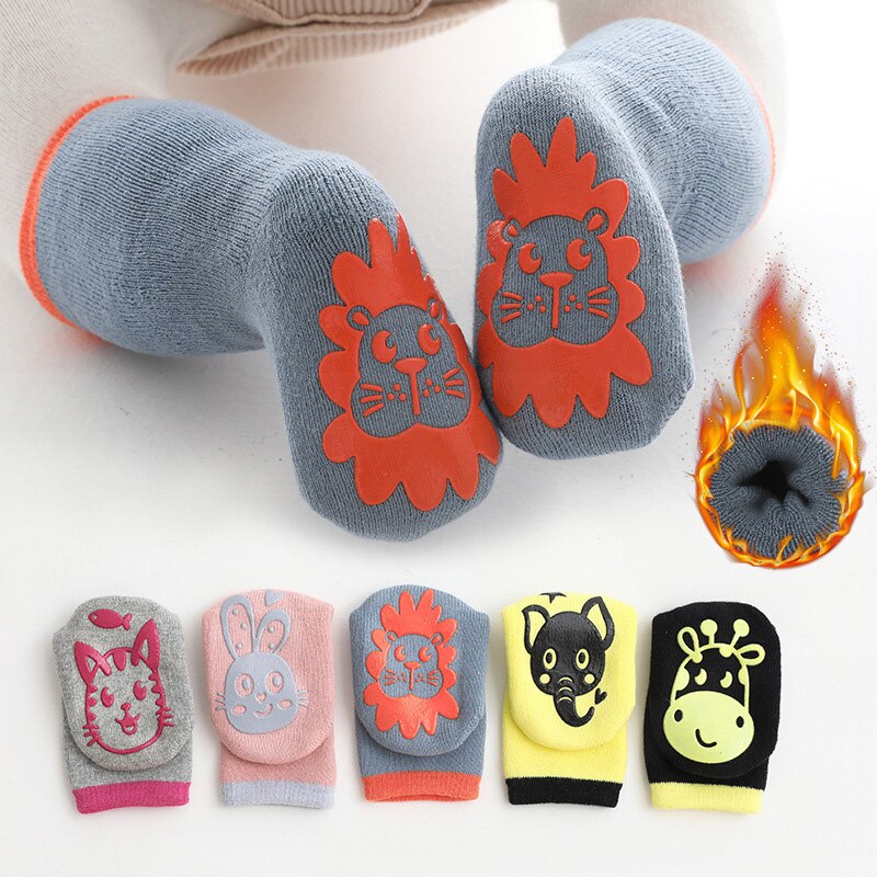 Rutschfeste baumwollsocken für babys und kleinkinder, frottee-socken mit Karikatur-tieren, kindersocken