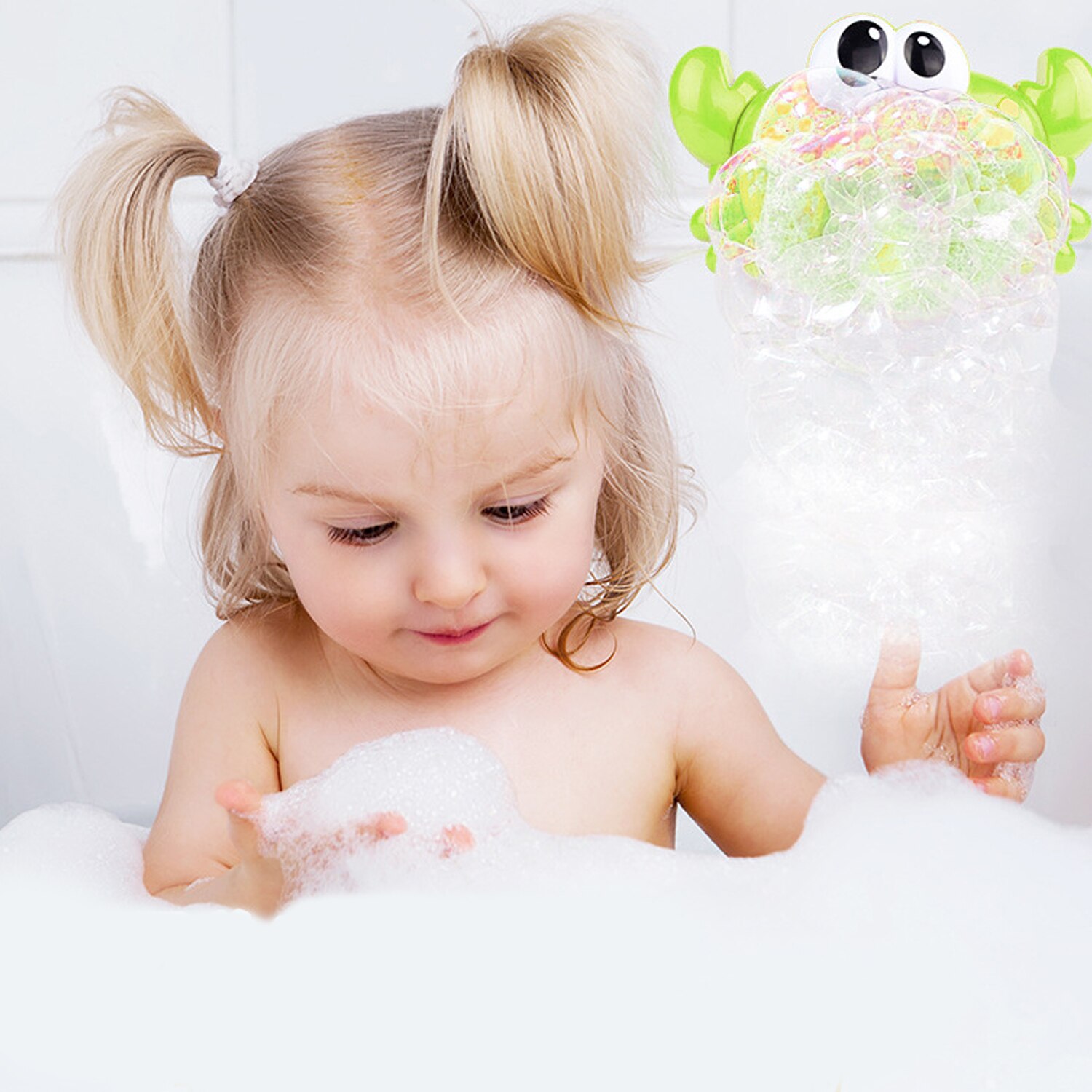 Kids Cartoon Frog Automatic Bubble Soap Machine Maker Toy Music Bath Blower Toys Showers Bathtub Soap Baby Water Play Funny Toys