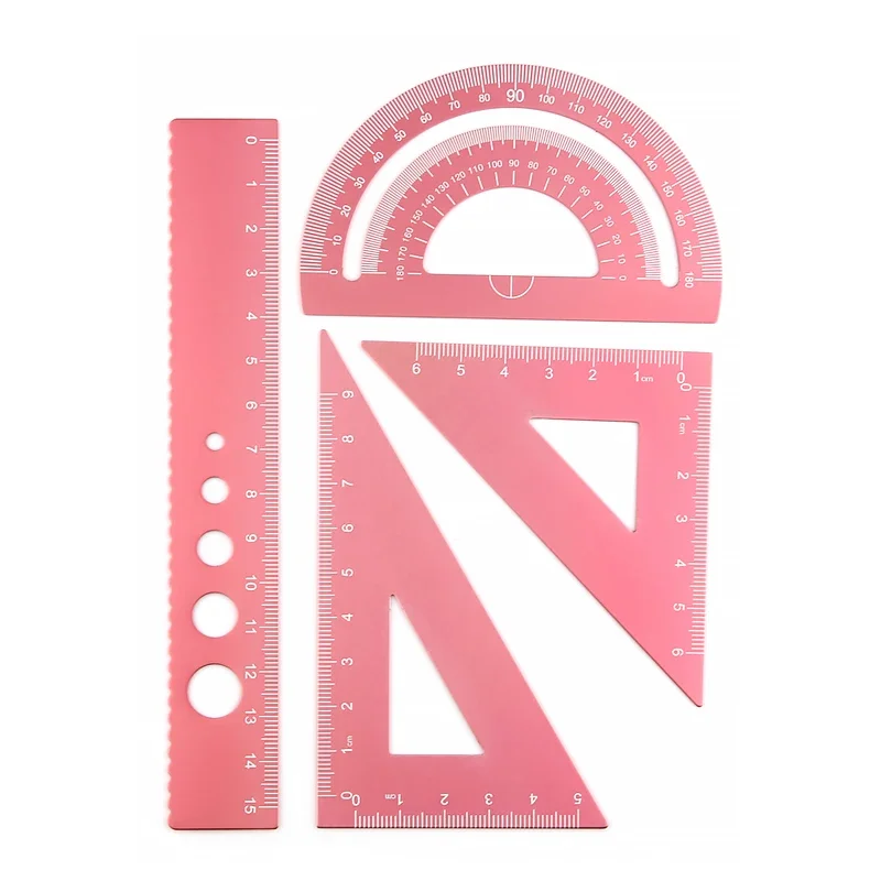 4 In 1 Metalen Liniaal Aluminium Hoekliniaal Gratractor Driehoek Liniaal Multifunctionele Meetinstrumenten Set Vierkante Goniometer: Grey