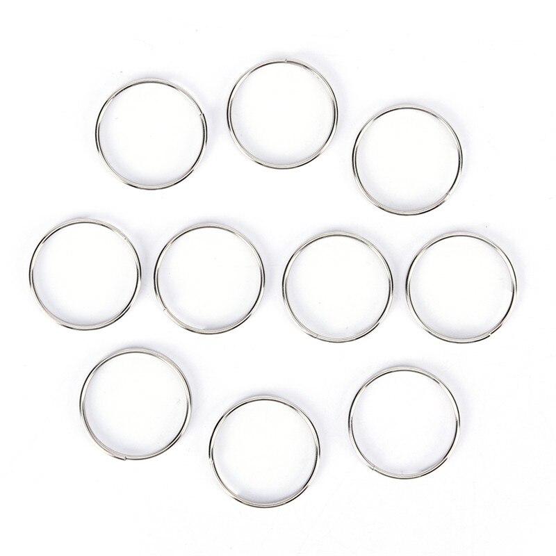 50/100pcs KeyRing Kay Chain Round Split Key Rings Chain With Nickel Compass Key Ring Keychain Connector Llaveros Hombre Chaveir