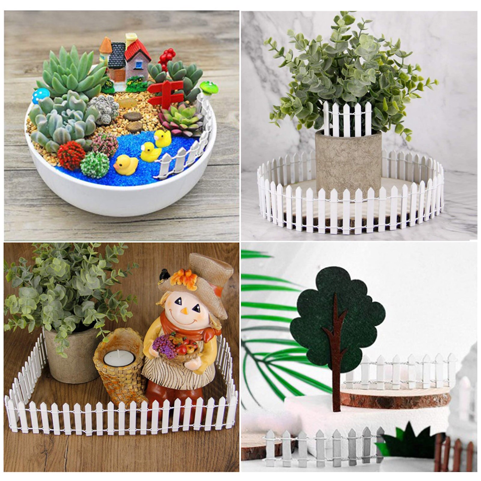 5x90cm DIY Mini Small Fence Barrier Wooden Craft Miniature Fairy Garden Terrarium Potted Palings Showcase Decoration