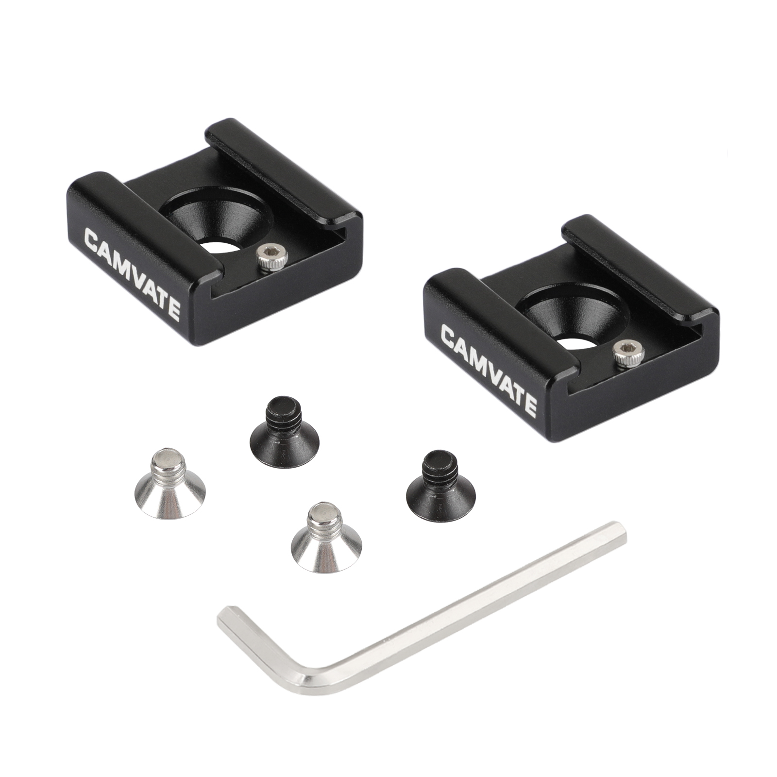 CAMVATE 2x1/4&quot; Cold Shoe Mount for Blackmagic DSLR Rig Video Light Cinema Camera Cage: black