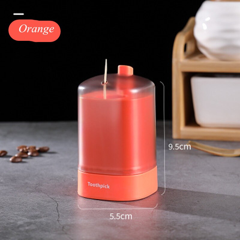 Automatic Pop-up Toothpick Box Container for Restaurant Kitchen Portable Pop-up Toothpick Holder Toothpicks Dispenser Decoration: Orange