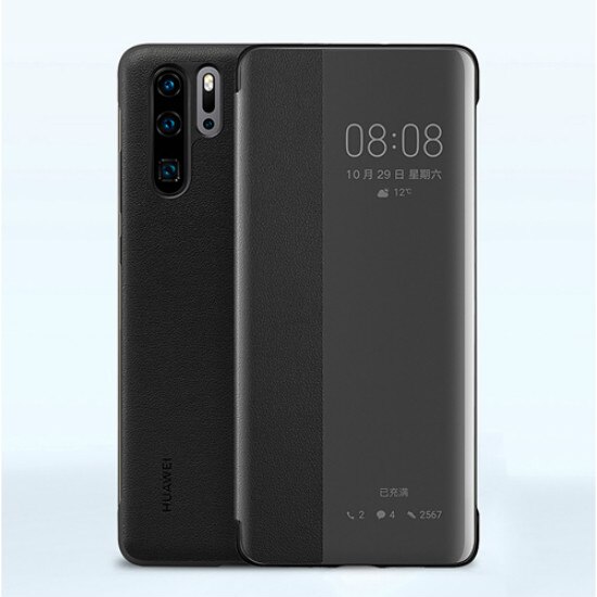 Huawei Original Smart View Flip Cover Case Housing For Huawei P30 Huawei P30 Pro Sleeps Function Protective Case: For P30 / Black