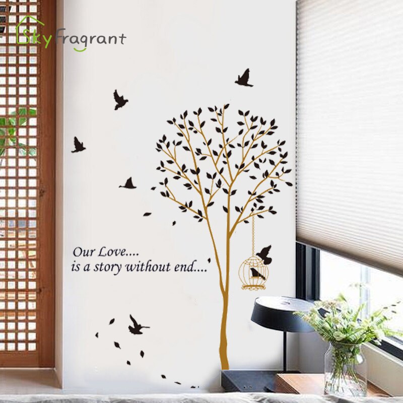 Vogelkooi Thuis Behang Verwijderbare Muurstickers Woonkamer Slaapkamer Sofa Achtergrond Decoratieve Stickers Kamer Decoratie