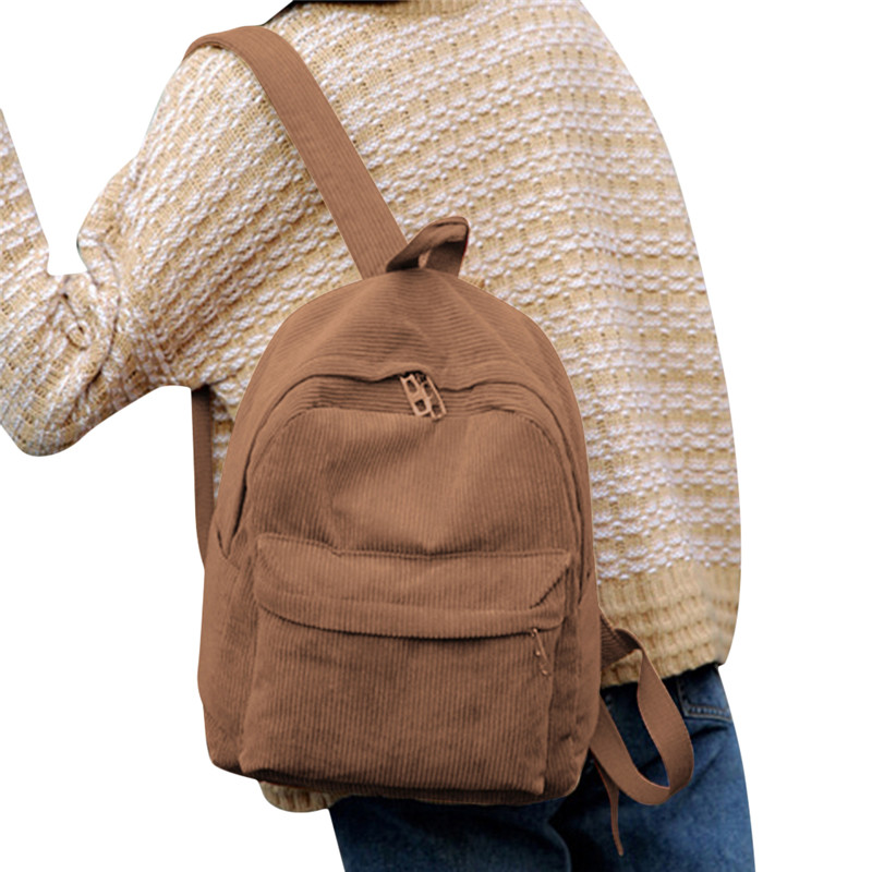 Zaino in velluto a coste zaino da scuola per donna di moda borsa a tracolla in puro colore borse da viaggio per ragazza Teenger zaino a righe Mochila femminile