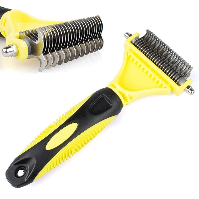 Double Sided Pet Dematting Comb | Stainless Steel Grooming Brush for Small, Medium or Large Breeds | Removes Mats, Tangles and K